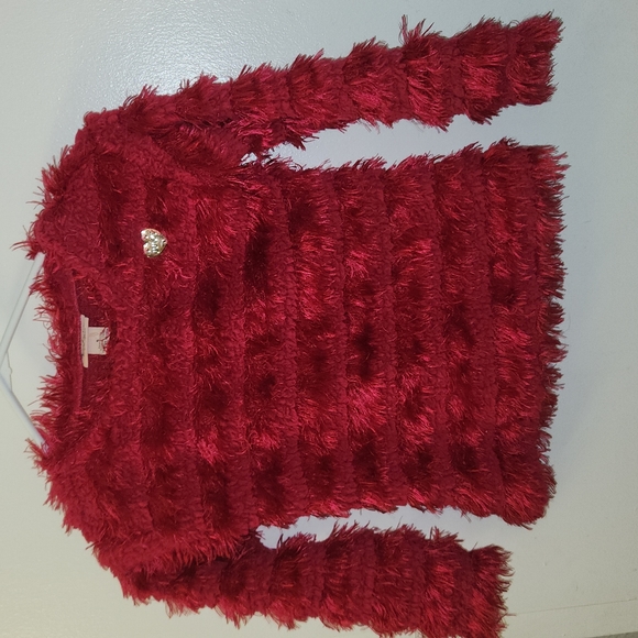 Juicy Couture Girls Hot Pink Fuzzy Textured Pull-Over Heart Sweater Size 6 - Picture 3 of 8